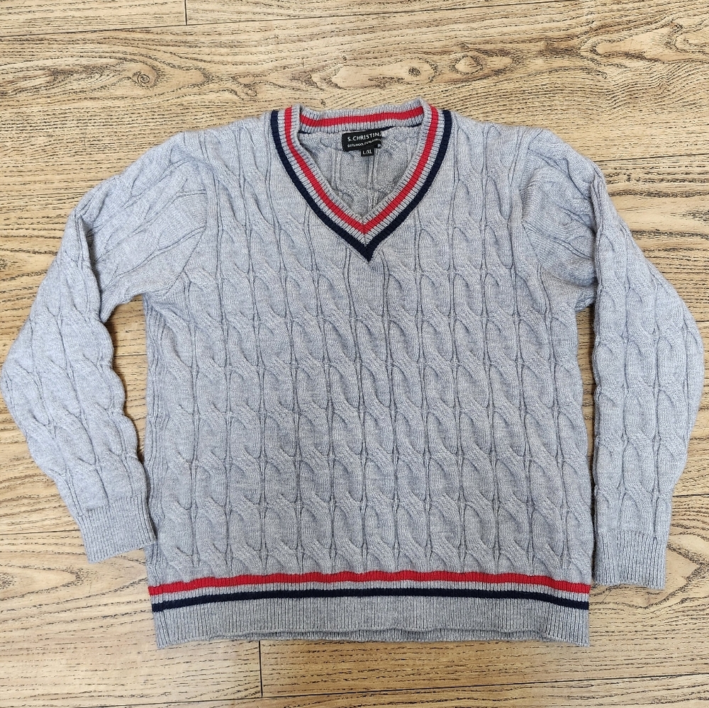 S. Christina Size L/XL Wool blend cable knit sweater EUC.